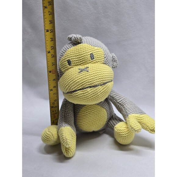 Baby Bum Knit 5” Knit Sock Monkey Plush Toy Soft Lovey Grey & Yellow Gorilla - Picture 7 of 7